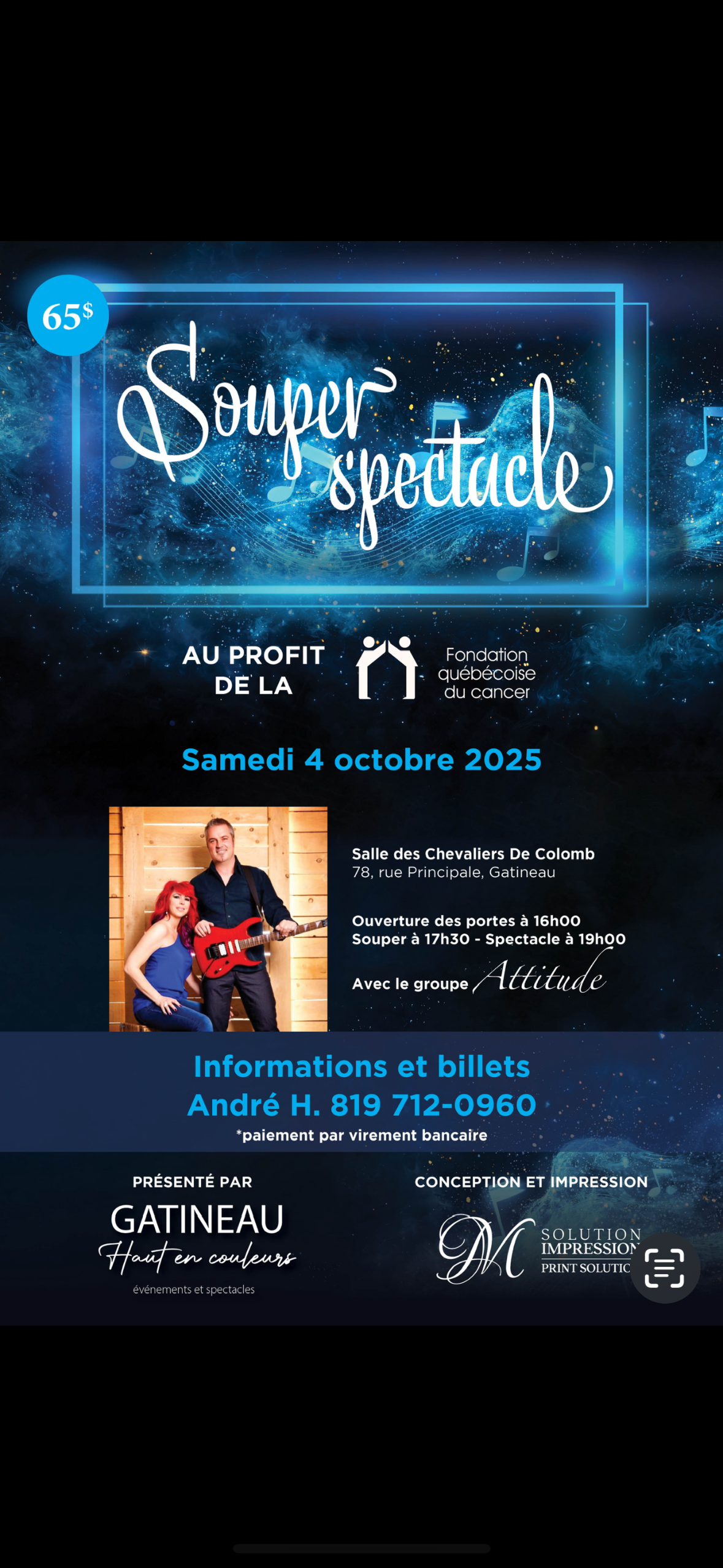 Souper spectacle – Fondation Québécoise du cancer